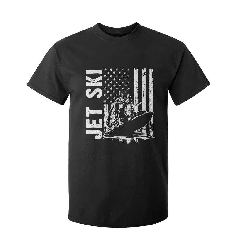 Jet Ski Lover T Shirt For Kid Vintage Ski Rider American Flag Water Sport TS11 Black Print Your Wear