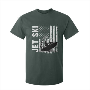 Jet Ski Lover T Shirt For Kid Vintage Ski Rider American Flag Water Sport TS11 Dark Forest Green Print Your Wear