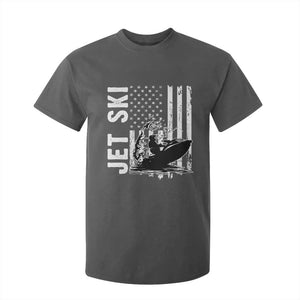Jet Ski Lover T Shirt For Kid Vintage Ski Rider American Flag Water Sport TS11 Dark Heather Print Your Wear