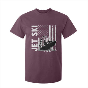Jet Ski Lover T Shirt For Kid Vintage Ski Rider American Flag Water Sport TS11 Maroon Print Your Wear