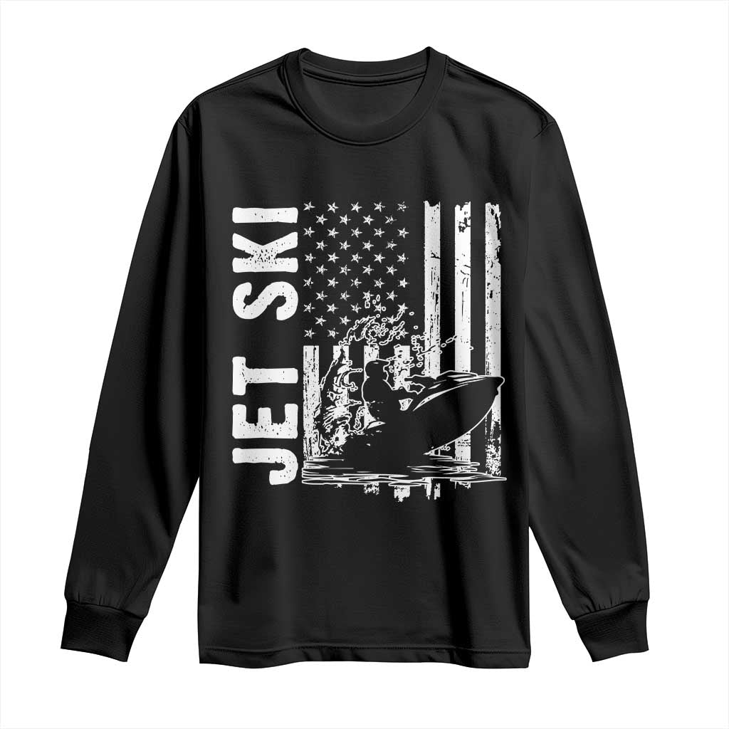 Jet Ski Lover Long Sleeve Shirt Vintage Ski Rider American Flag Water Sport TS11 Black Print Your Wear