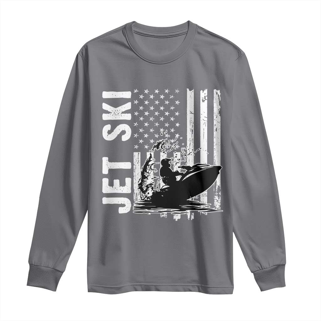 Jet Ski Lover Long Sleeve Shirt Vintage Ski Rider American Flag Water Sport TS11 Charcoal Print Your Wear