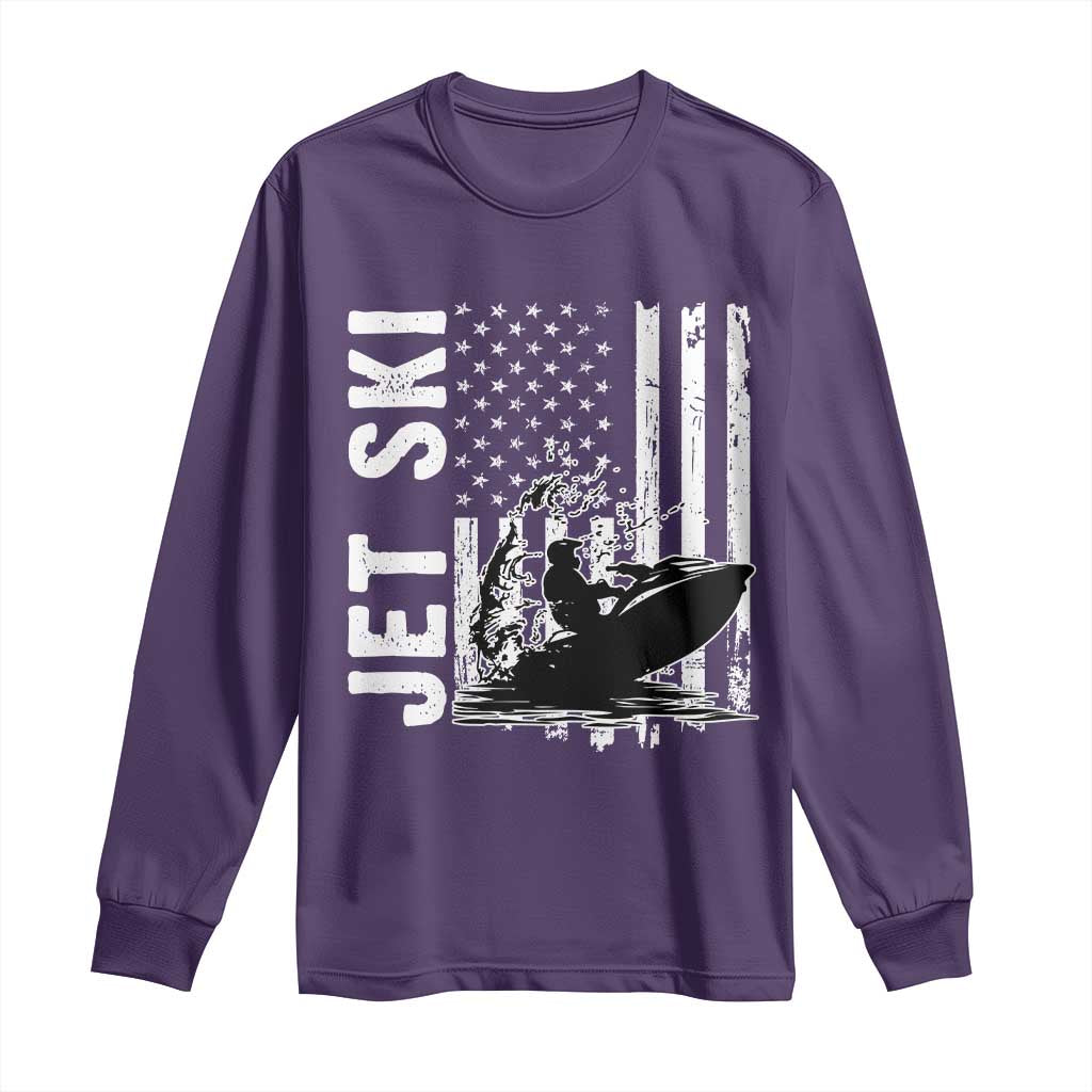 Jet Ski Lover Long Sleeve Shirt Vintage Ski Rider American Flag Water Sport TS11 Purple Print Your Wear