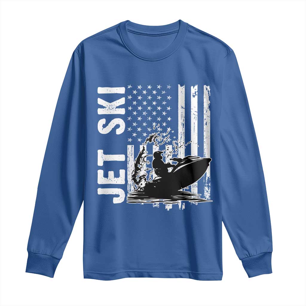 Jet Ski Lover Long Sleeve Shirt Vintage Ski Rider American Flag Water Sport TS11 Royal Blue Print Your Wear