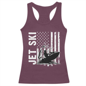 Jet Ski Lover Racerback Tank Top Vintage Ski Rider American Flag Water Sport TS11 Maroon Print Your Wear
