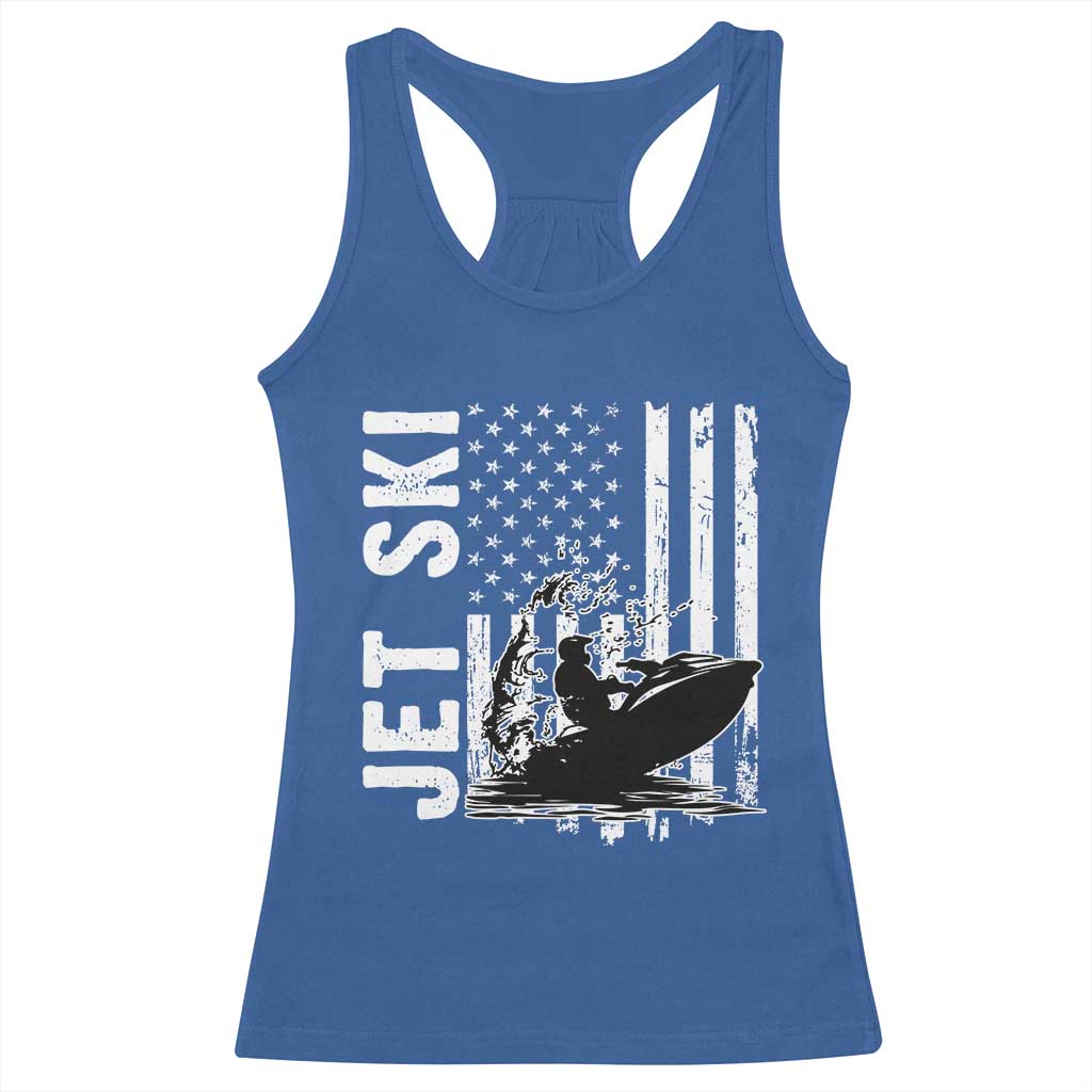 Jet Ski Lover Racerback Tank Top Vintage Ski Rider American Flag Water Sport TS11 Royal Blue Print Your Wear