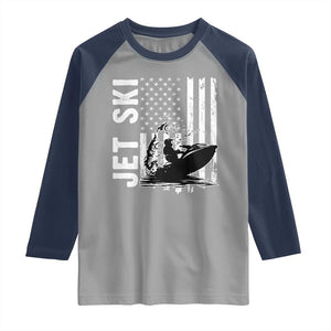 Jet Ski Lover Raglan Shirt Vintage Ski Rider American Flag Water Sport TS11 Sport Gray Navy Print Your Wear