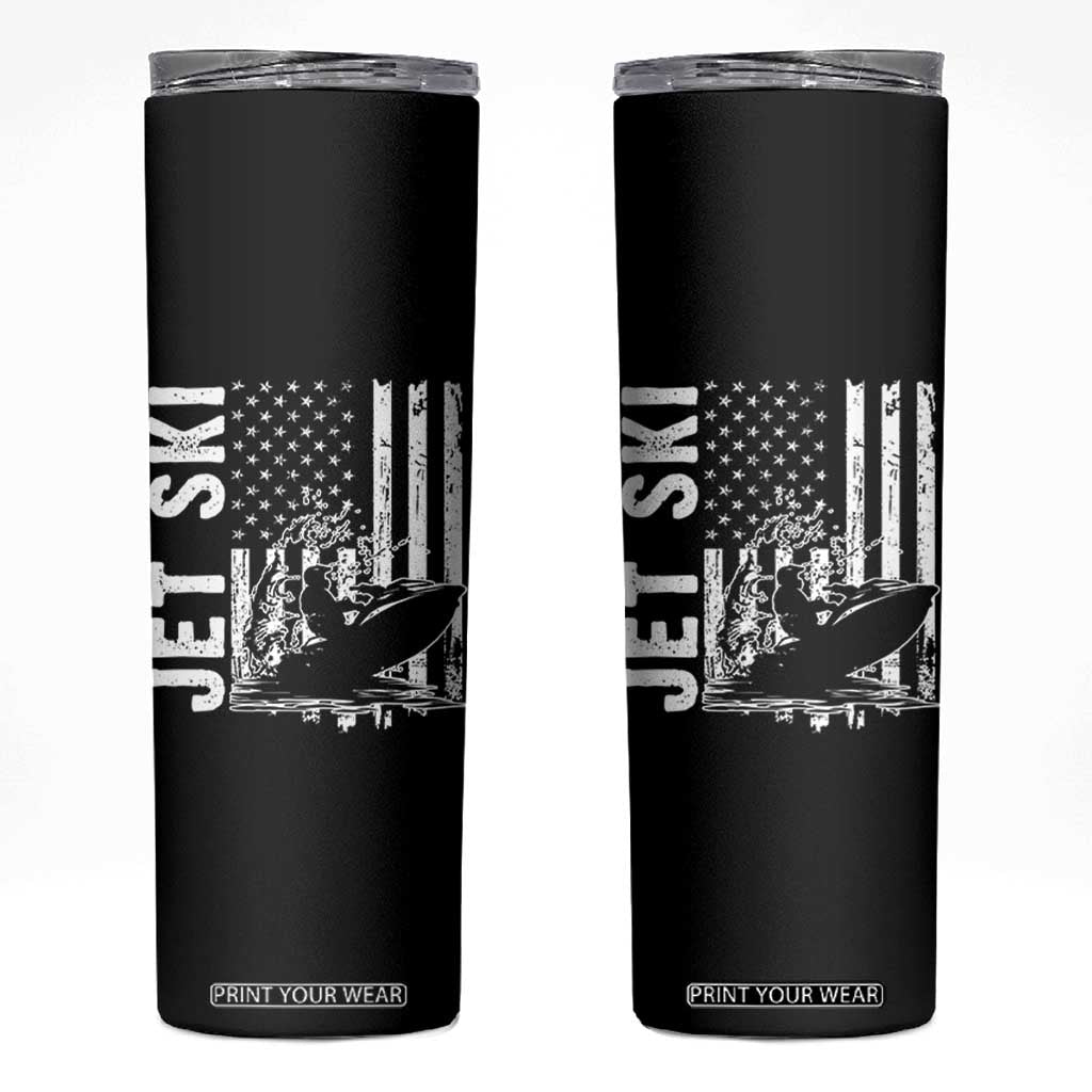 Jet Ski Lover Skinny Tumbler Vintage Ski Rider American Flag Water Sport TS11 Black Print Your Wear