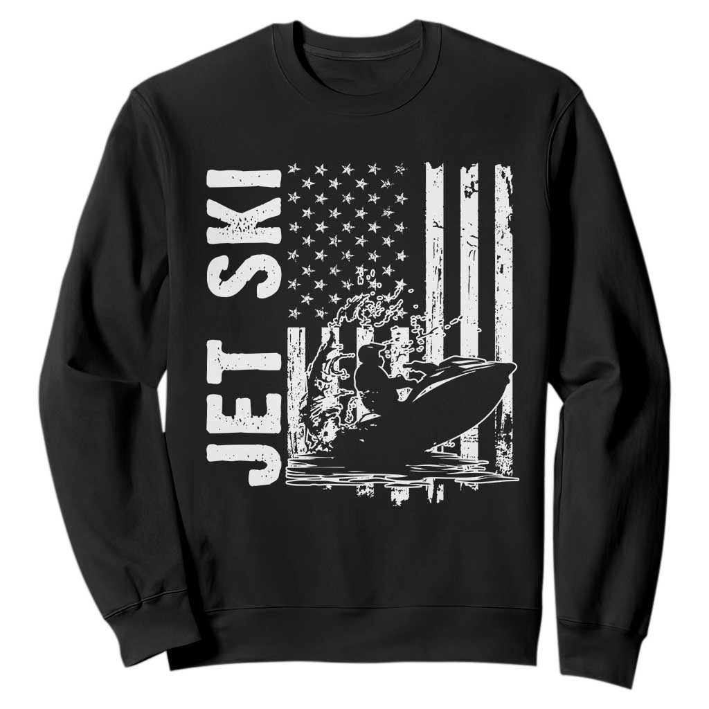 Jet Ski Lover Sweatshirt Vintage Ski Rider American Flag Water Sport TS11 Black Print Your Wear