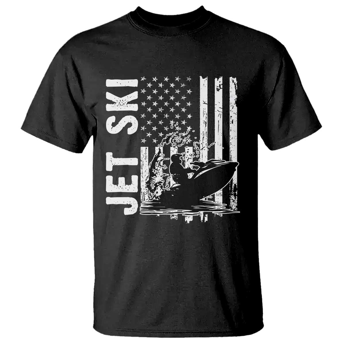 Jet Ski Lover T Shirt Vintage Ski Rider American Flag Water Sport TS11 Black Print Your Wear
