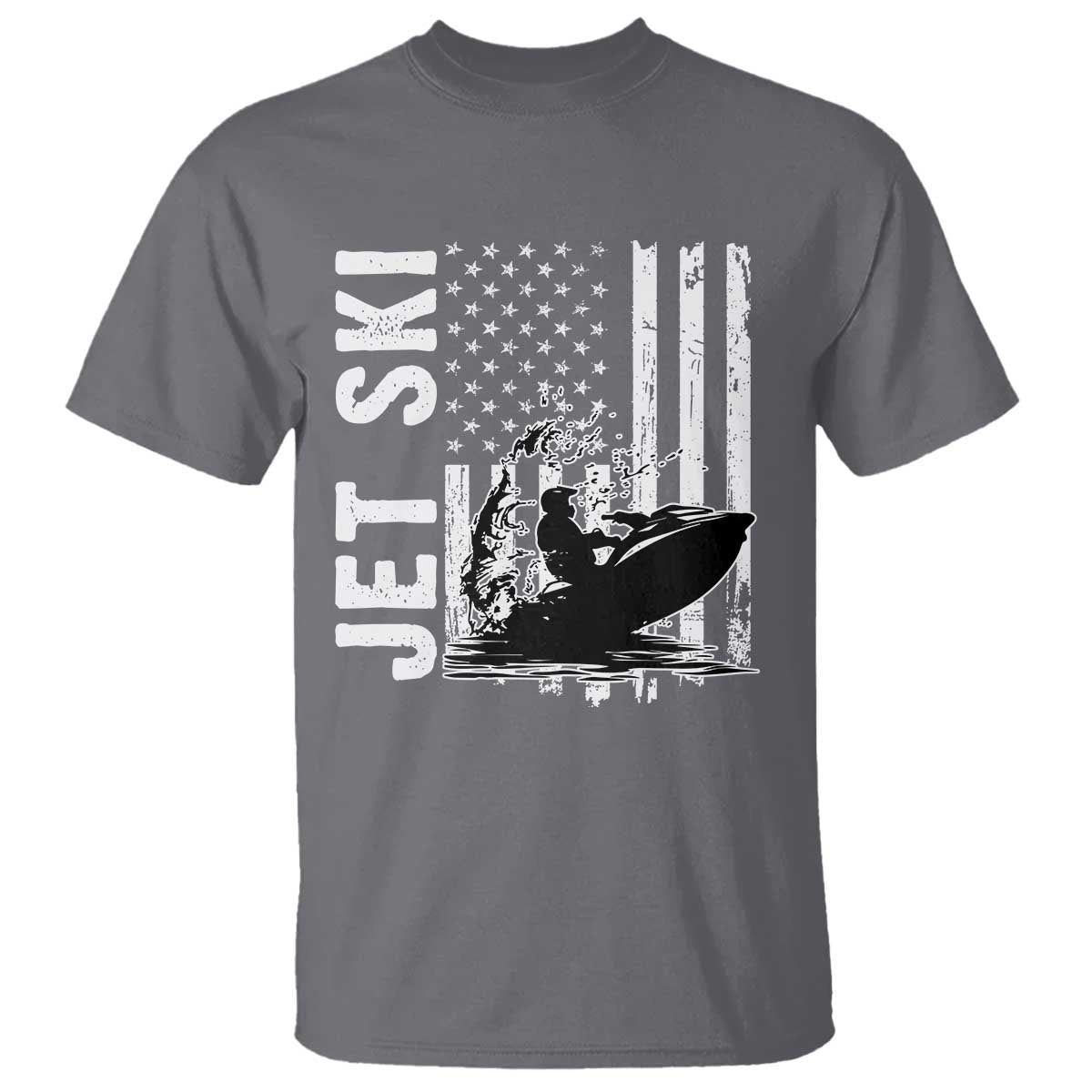 Jet Ski Lover T Shirt Vintage Ski Rider American Flag Water Sport TS11 Charcoal Print Your Wear