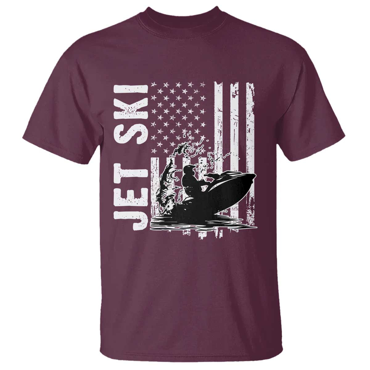 Jet Ski Lover T Shirt Vintage Ski Rider American Flag Water Sport TS11 Maroon Print Your Wear