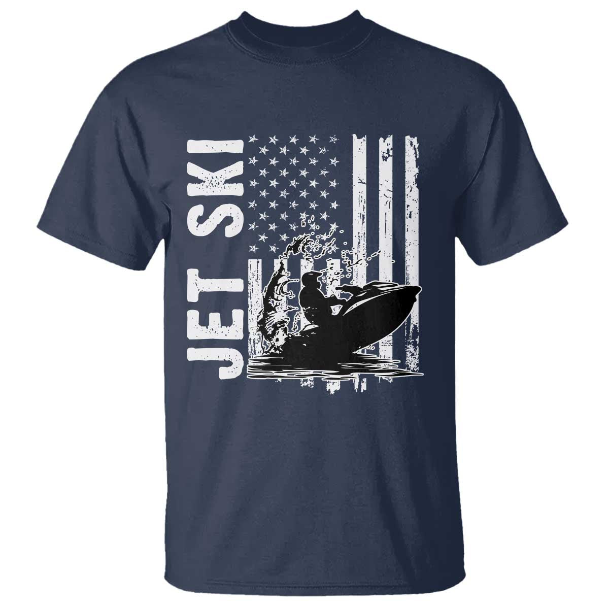 Jet Ski Lover T Shirt Vintage Ski Rider American Flag Water Sport TS11 Navy Print Your Wear