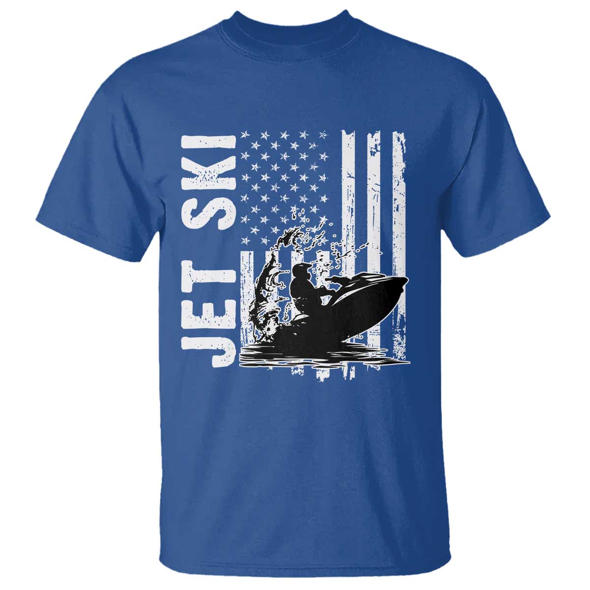 Jet Ski Lover T Shirt Vintage Ski Rider American Flag Water Sport TS11 Royal Blue Print Your Wear