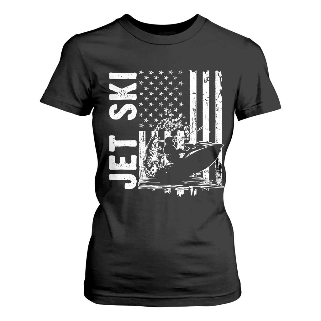 Jet Ski Lover T Shirt For Women Vintage Ski Rider American Flag Water Sport TS11 Black Print Your Wear