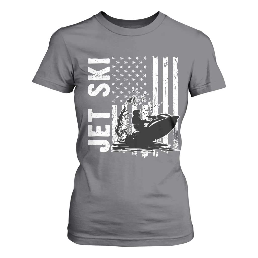 Jet Ski Lover T Shirt For Women Vintage Ski Rider American Flag Water Sport TS11 Charcoal Print Your Wear
