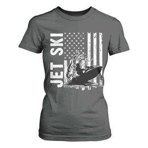 Jet Ski Lover T Shirt For Women Vintage Ski Rider American Flag Water Sport TS11 Dark Heather Print Your Wear