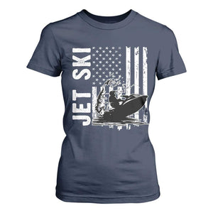 Jet Ski Lover T Shirt For Women Vintage Ski Rider American Flag Water Sport TS11 Navy Print Your Wear