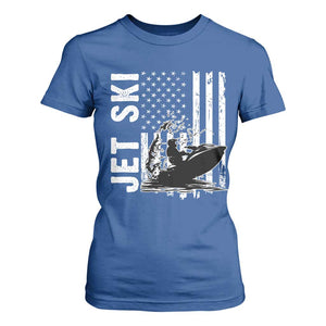 Jet Ski Lover T Shirt For Women Vintage Ski Rider American Flag Water Sport TS11 Royal Blue Print Your Wear