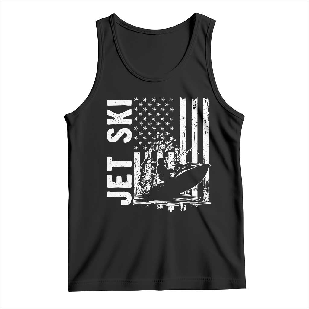 Jet Ski Lover Tank Top Vintage Ski Rider American Flag Water Sport TS11 Black Print Your Wear