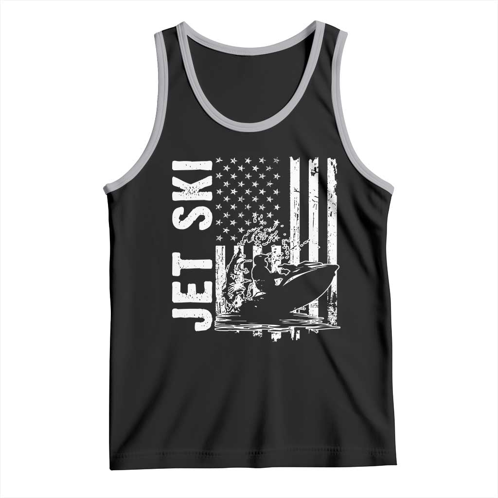 Jet Ski Lover Tank Top Vintage Ski Rider American Flag Water Sport TS11 Black Athletic Heather Print Your Wear