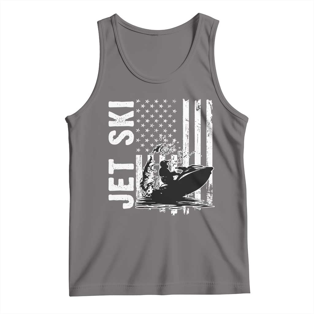 Jet Ski Lover Tank Top Vintage Ski Rider American Flag Water Sport TS11 Deep Heather Print Your Wear