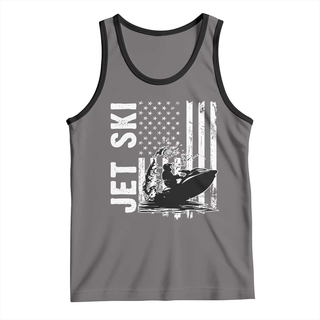 Jet Ski Lover Tank Top Vintage Ski Rider American Flag Water Sport TS11 Deep Heather Black Print Your Wear