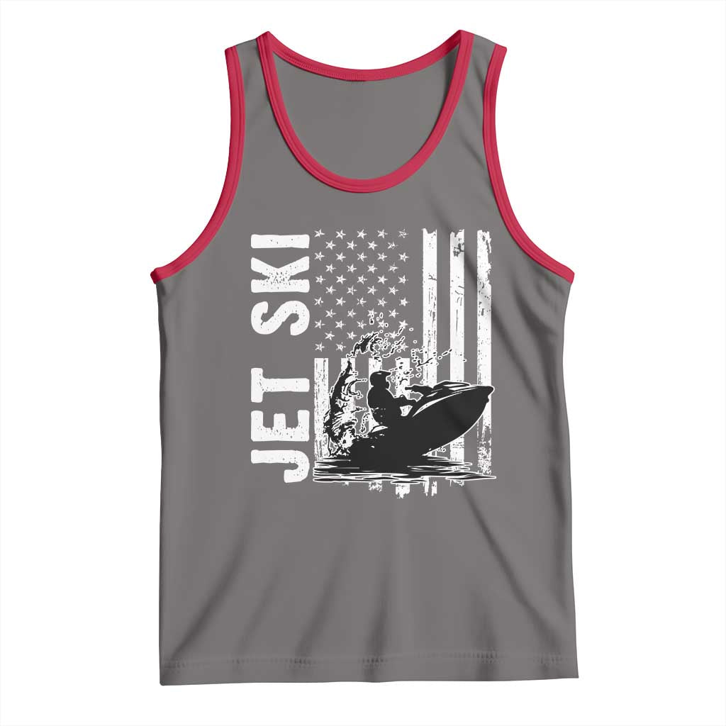 Jet Ski Lover Tank Top Vintage Ski Rider American Flag Water Sport TS11 Deep Heather Red Print Your Wear