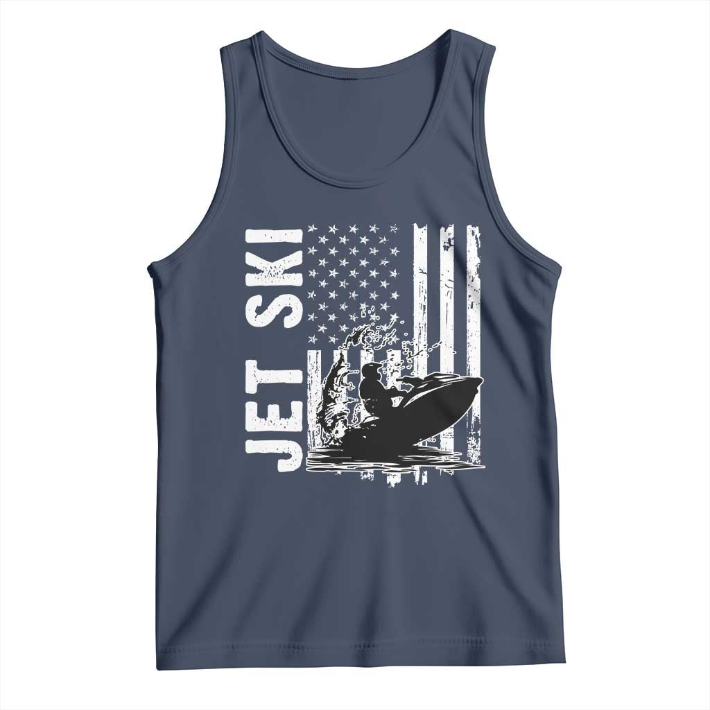 Jet Ski Lover Tank Top Vintage Ski Rider American Flag Water Sport TS11 Navy Print Your Wear