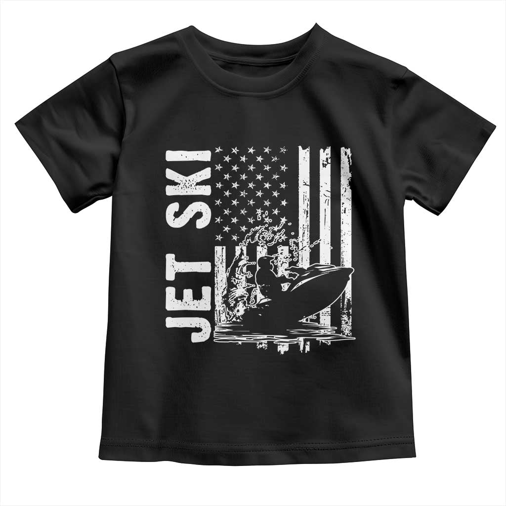 Jet Ski Lover Toddler T Shirt Vintage Ski Rider American Flag Water Sport TS11 Black Print Your Wear