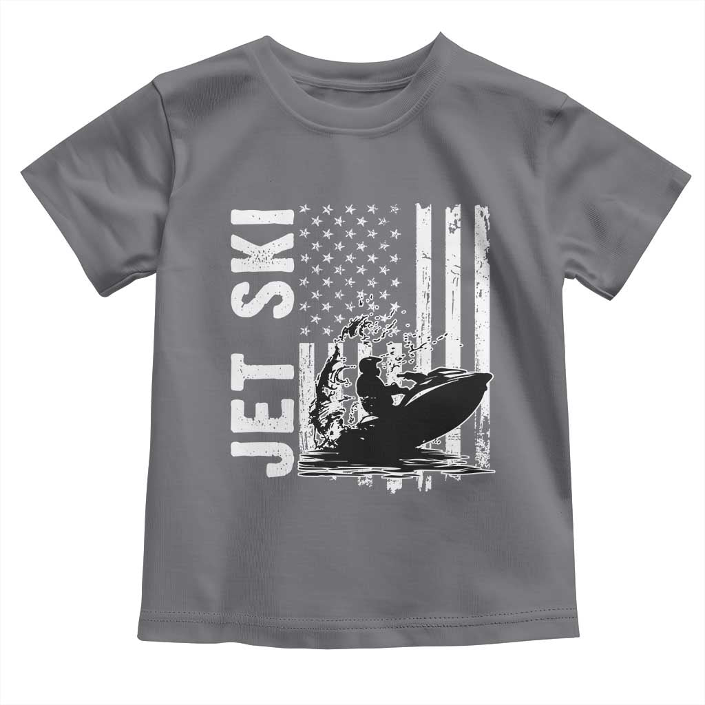 Jet Ski Lover Toddler T Shirt Vintage Ski Rider American Flag Water Sport TS11 Charcoal Print Your Wear