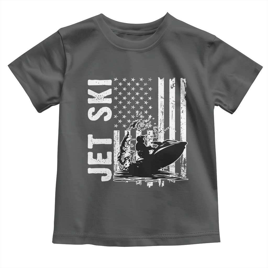 Jet Ski Lover Toddler T Shirt Vintage Ski Rider American Flag Water Sport TS11 Dark Heather Print Your Wear
