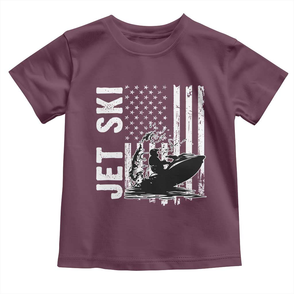 Jet Ski Lover Toddler T Shirt Vintage Ski Rider American Flag Water Sport TS11 Maroon Print Your Wear
