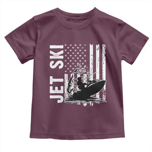 Jet Ski Lover Toddler T Shirt Vintage Ski Rider American Flag Water Sport TS11 Maroon Print Your Wear