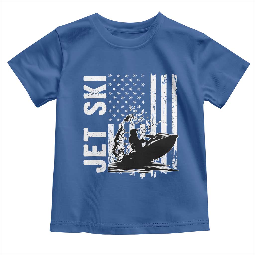 Jet Ski Lover Toddler T Shirt Vintage Ski Rider American Flag Water Sport TS11 Royal Blue Print Your Wear