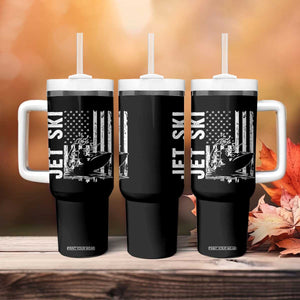 Jet Ski Lover Tumbler With Handle Vintage Ski Rider American Flag Water Sport TS11 Print Your Wear