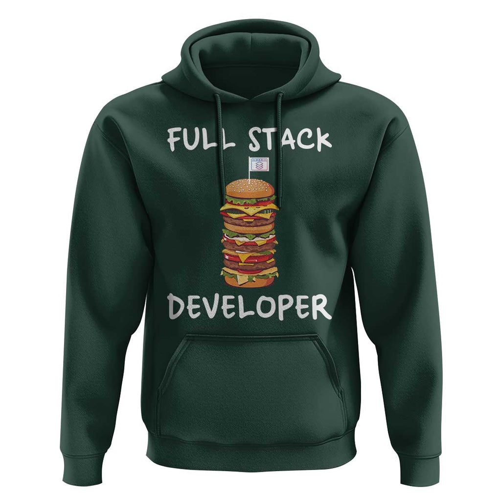 Funny Programmer Hoodie Full Stack Developer Computer Science Hamburger TS11 Dark Forest Green Print Your Wear