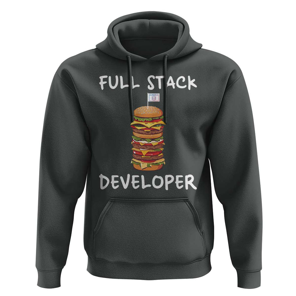 Funny Programmer Hoodie Full Stack Developer Computer Science Hamburger TS11 Dark Heather Print Your Wear