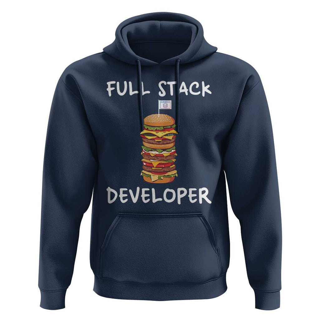 Funny Programmer Hoodie Full Stack Developer Computer Science Hamburger TS11 Navy Print Your Wear