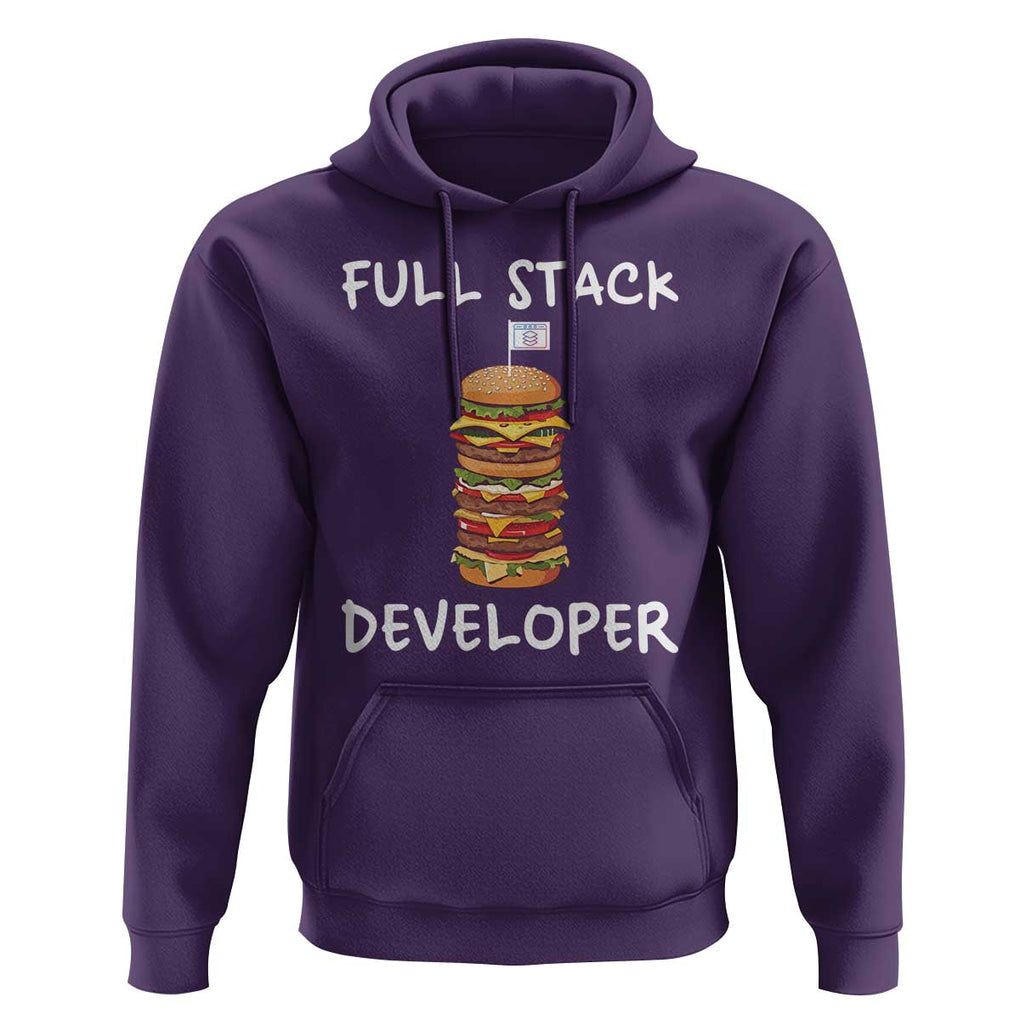 Funny Programmer Hoodie Full Stack Developer Computer Science Hamburger TS11 Purple Print Your Wear