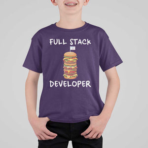 Funny Programmer T Shirt For Kid Full Stack Developer Computer Science Hamburger TS11 Purple Print Your Wear