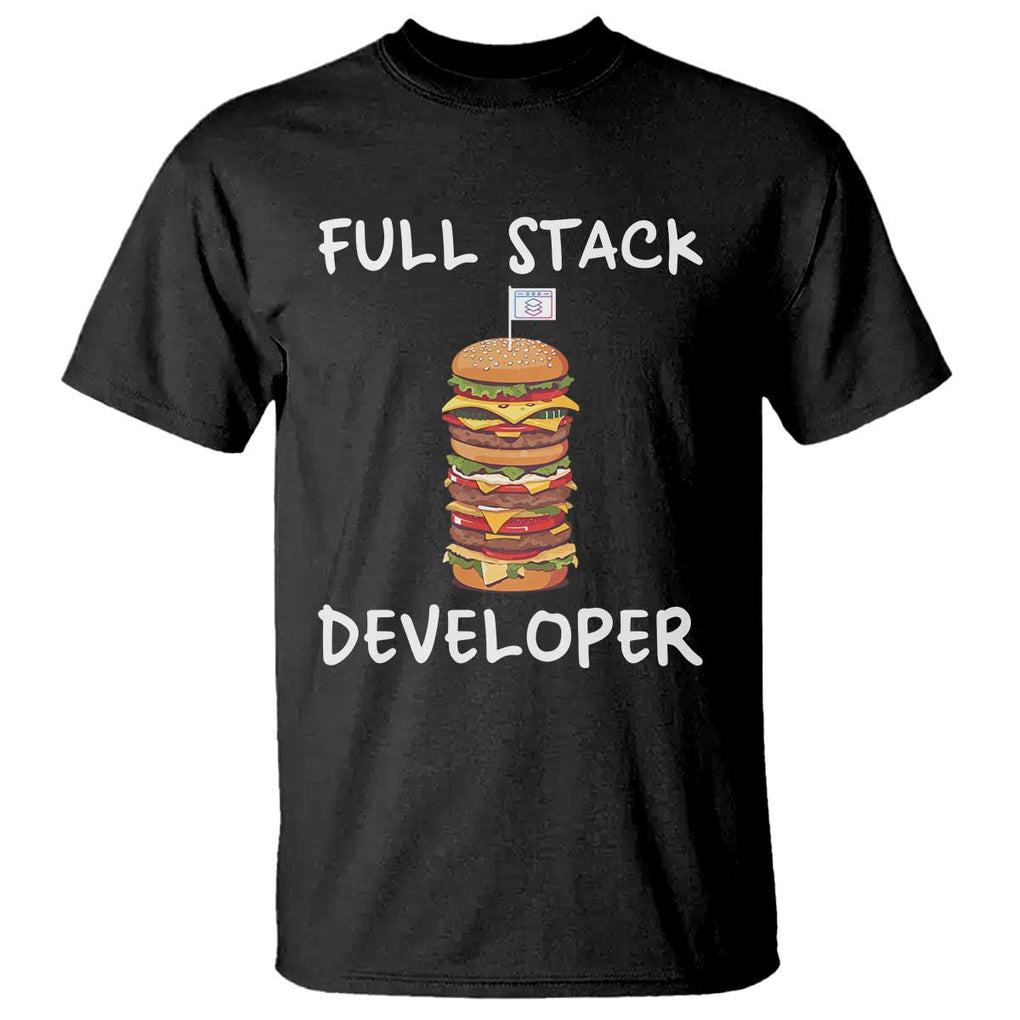 Funny Programmer T Shirt Full Stack Developer Computer Science Hamburger TS11 Black Print Your Wear