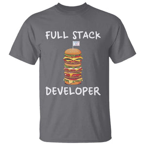 Funny Programmer T Shirt Full Stack Developer Computer Science Hamburger TS11 Charcoal Print Your Wear