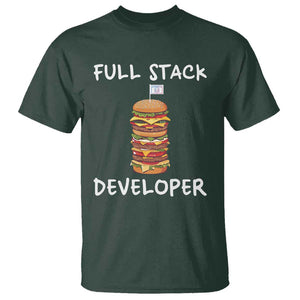 Funny Programmer T Shirt Full Stack Developer Computer Science Hamburger TS11 Dark Forest Green Print Your Wear