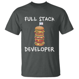 Funny Programmer T Shirt Full Stack Developer Computer Science Hamburger TS11 Dark Heather Print Your Wear