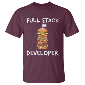 Funny Programmer T Shirt Full Stack Developer Computer Science Hamburger TS11 Maroon Print Your Wear