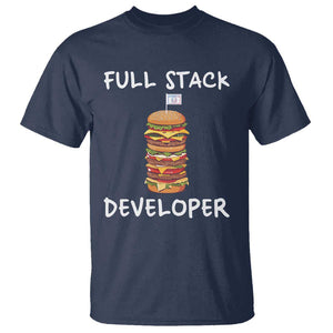 Funny Programmer T Shirt Full Stack Developer Computer Science Hamburger TS11 Navy Print Your Wear
