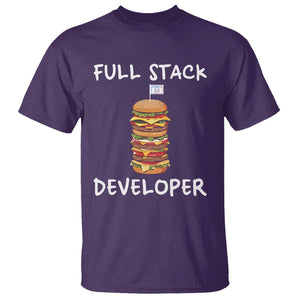 Funny Programmer T Shirt Full Stack Developer Computer Science Hamburger TS11 Purple Print Your Wear