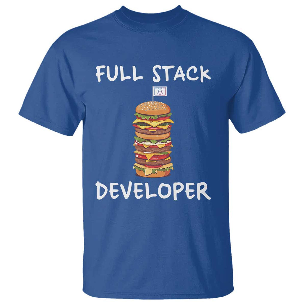 Funny Programmer T Shirt Full Stack Developer Computer Science Hamburger TS11 Royal Blue Print Your Wear