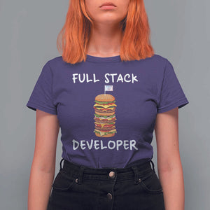 Funny Programmer T Shirt For Women Full Stack Developer Computer Science Hamburger TS11 Purple Print Your Wear